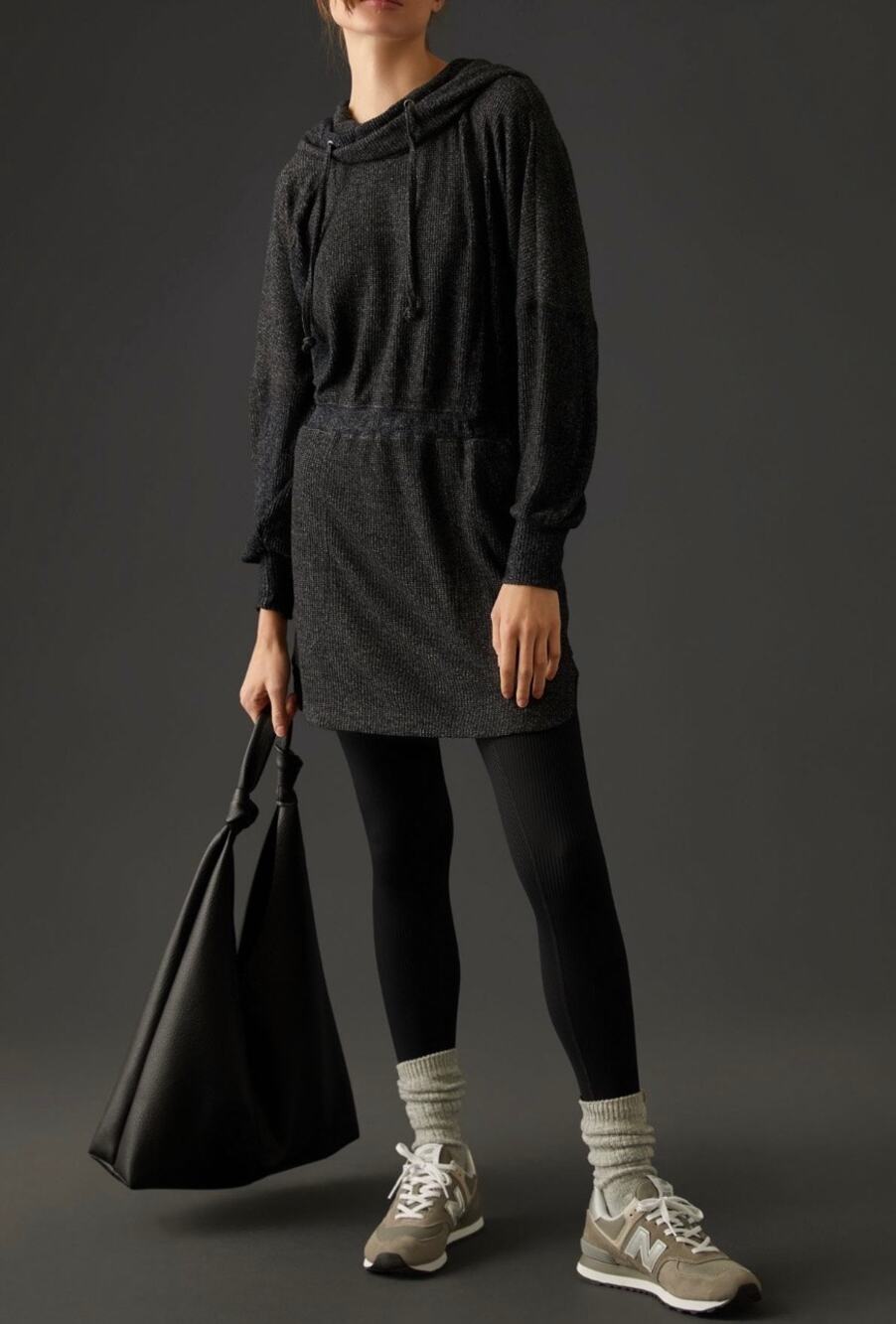 Daily Practice by Anthropologie Hooded Mini Dress Gray Long Sleeve